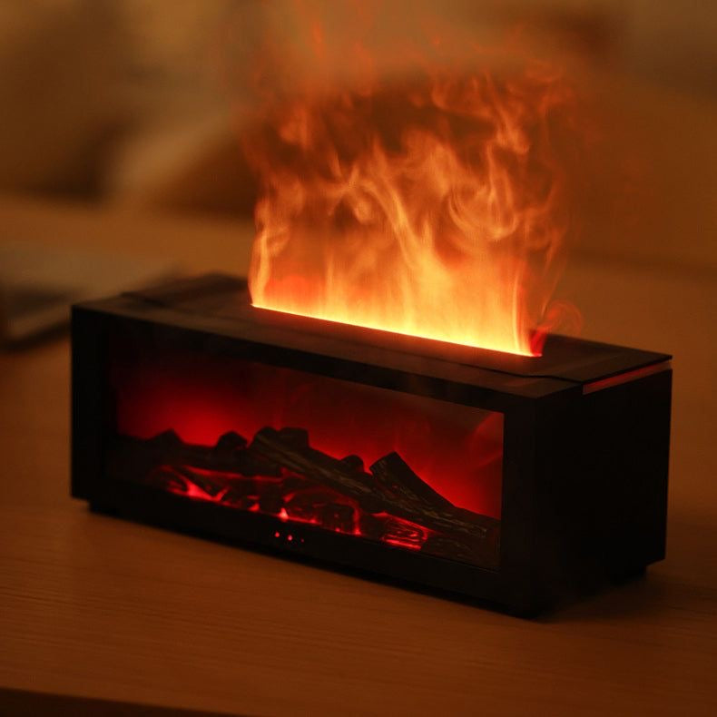 Luxury Flame Aroma Diffuser-Smart Fireplace Mist Humidifier with LED Ambient light